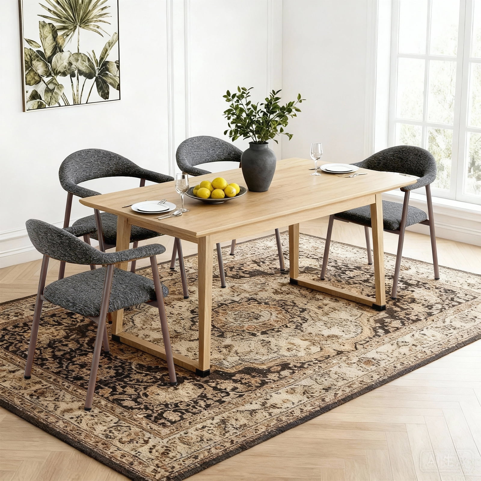EDX Dining Chairs Set of 2, Modern Upholstered Kitchen Side Chairs for Dining Room, Ergonomic Padded Accent Seats with Sturdy Legs, Dark Gray