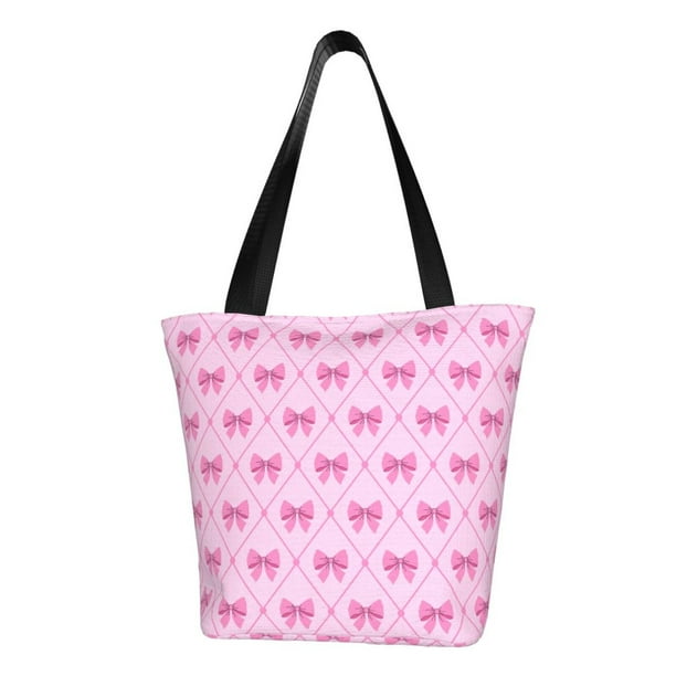 Balery Pink bows Bolsa de Hombro con Diseño, Bolsa Grande y Duradera, Bolsa Versátil para Compras