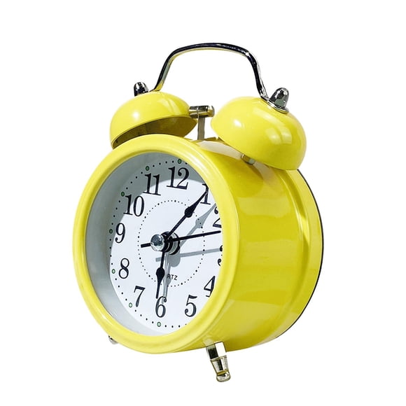 Reloj despertador analógico antiguo, silencioso, con alarma fuerte y luz de fondo para adolescentes. Amarillo