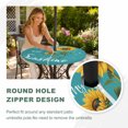 thumbnail image 4 of Round Outdoor Tablecloth with Umbrella Hole and Zipper, Teal Sunshine Sunflower Tablecloth with Elastic Waterproof, Pastoral Bees Farmhouse Floral Patio Table Covers for 36" - 44" Picnic Pool Tables, 4 of 9