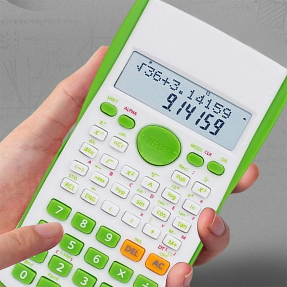 Calculadora Científica para Estudiantes | Funciona con Pilas | Pantalla Lcd | Herramientas Matemáticas: Álgebra, Geometría, Trigonometría | Plástico Verde | 15 X 8 Cm | Almacenamiento Independiente d