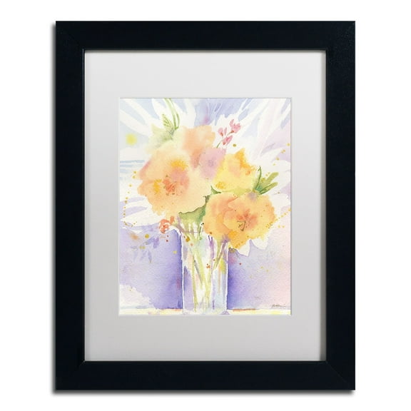 Trademark Fine Art "Purple Vase Reflection" Canvas Art by Sheila Golden White Matte, Black Frame