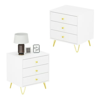 Bonnlo White Nightstand with 2 Drawers, Farmhouse Night Stands