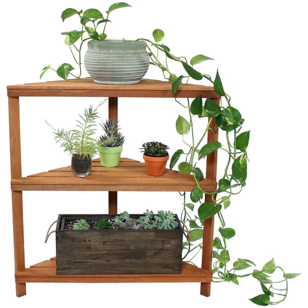 Support d'angle pour plantes, étagère en bois à 6 niveaux, jardin