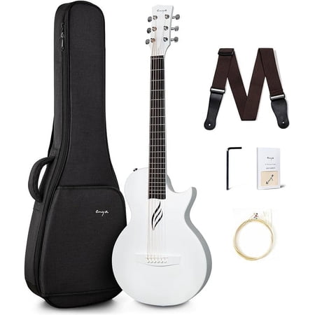 Enya Musical 6 Strings Acoustic Guitar, Carbon Fiber White, 35""