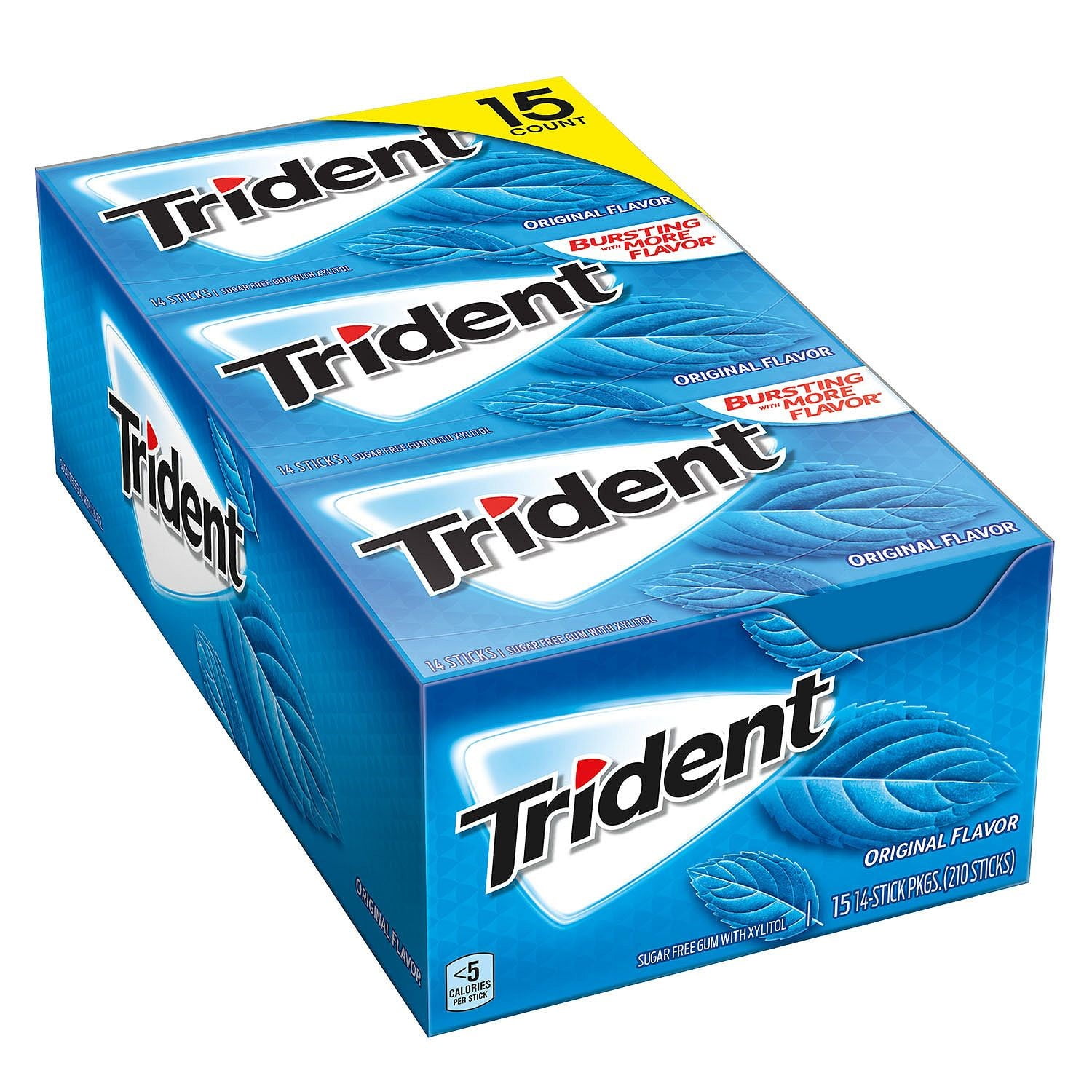 Trident Sugar-Free Gum, Original, 14 Sticks, 15 Ct