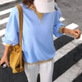 thumbnail image 5 of QIYAGBSA Color Block Crew Neck Tops for Women, Long Sleeve Loose Pullover Sweatshirt with Contrast Detail, Casual Spring Fall Streetwear, 5 of 8