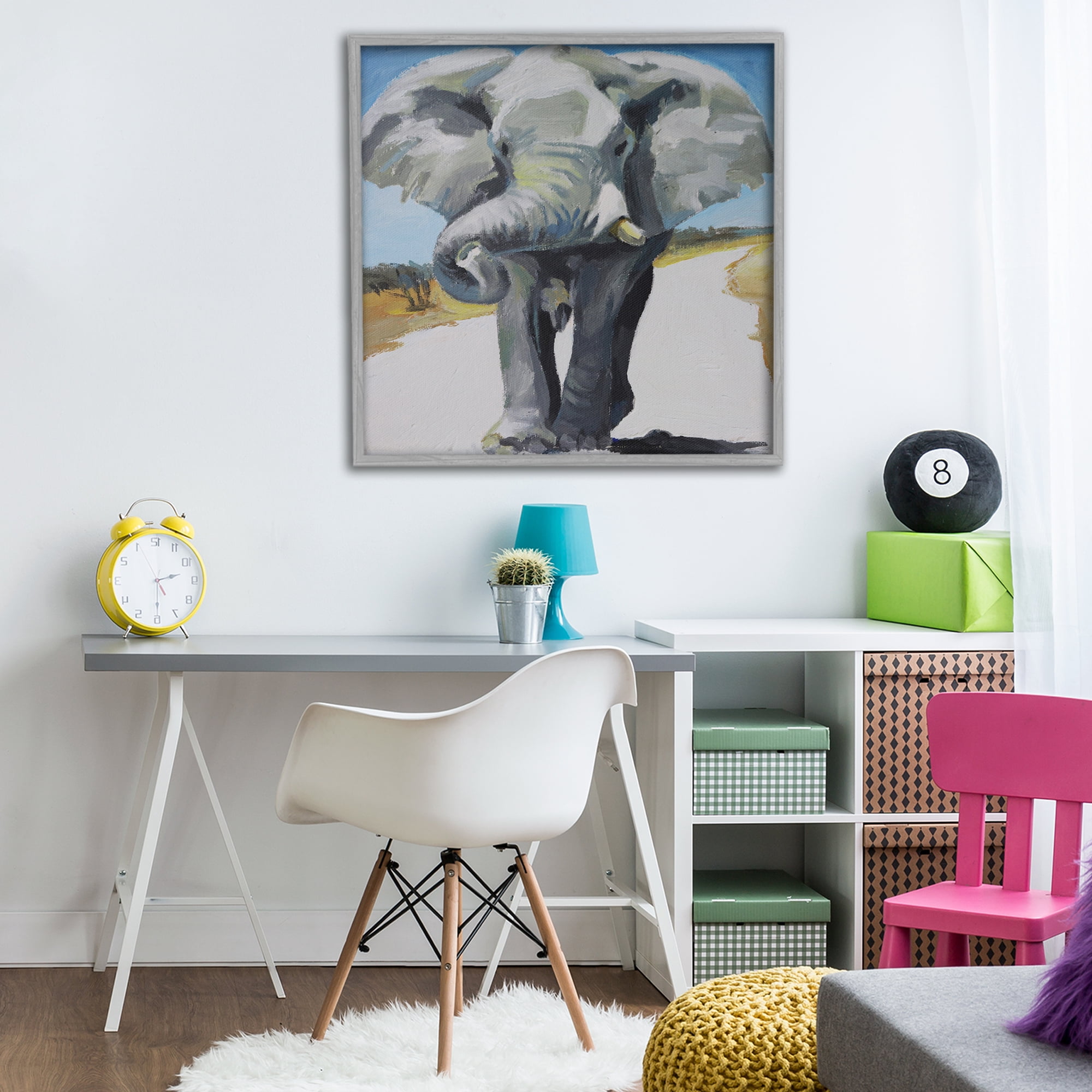 Stupell Industries Majestic Elephant on Path Gray Framed Giclee Art, design by Violeta Vollmer