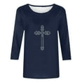 thumbnail image 4 of Enjoytime 3/4 Sleeve Tops for Women Heart Printed Crewneck Casual Shirt Easter Fashion Loose Plus Size Blouses, 4 of 5
