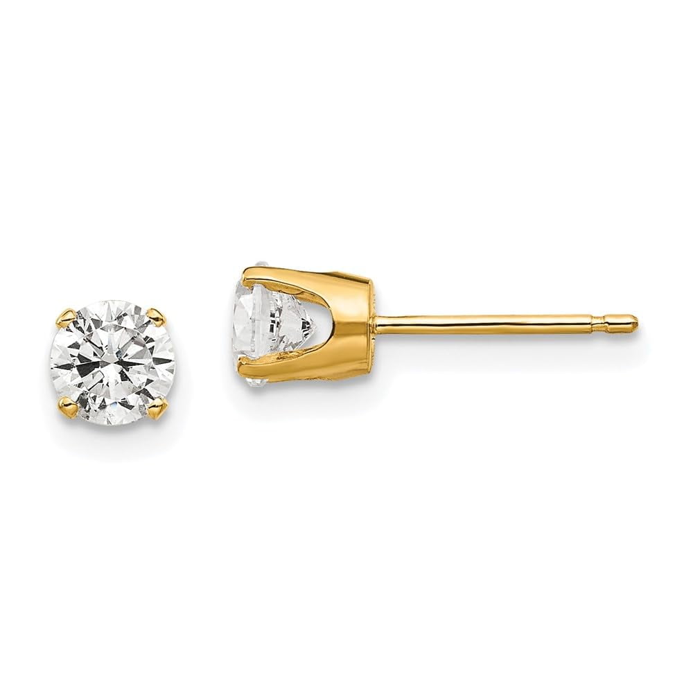 ピアス LESS IS MORE Single sale 14K gold cubic stud earrings 14K Yellow Gold 4.5mm Cubic Zirconia Stud Earrings - Walmart.com