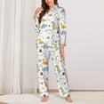 thumbnail image 2 of Fotbe Dinosaur Conjunto de Pijama de Manga Larga para Mujer con Estampado, Ropa de Dormir de 2 Piezas, Conjunto de Casa Suave y Cómodo con Bolsillos-Small, 2 of 7