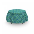 thumbnail image 3 of Abstract Ottoman Cover, Ornamental Orient Motifs, 2 Piece Slipcover Set with Ruffle Skirt for Square Round Cube Footstool Decorative Home Accent, Standard Size, Sea Blue Jade Green, by Ambesonne, 3 of 5