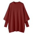 thumbnail image 7 of Vivianyo HD Women's Crew Neck Oversized Knit Tunic Sweater, Batwing Long Sleeve Loose Fit Pullover For Women, Fall Winter Longline Top for Brunch Meetings and City Walks, Size S-3XL, 7 of 7