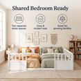 thumbnail image 6 of Miniyam Double Twin Size Floor Bed, Wood Kids Bed with Guardrails, White, 6 of 7