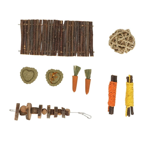 9Pcs Wooden Hamster Toys Arch Bridge Wooden Piece String Apple Sticks