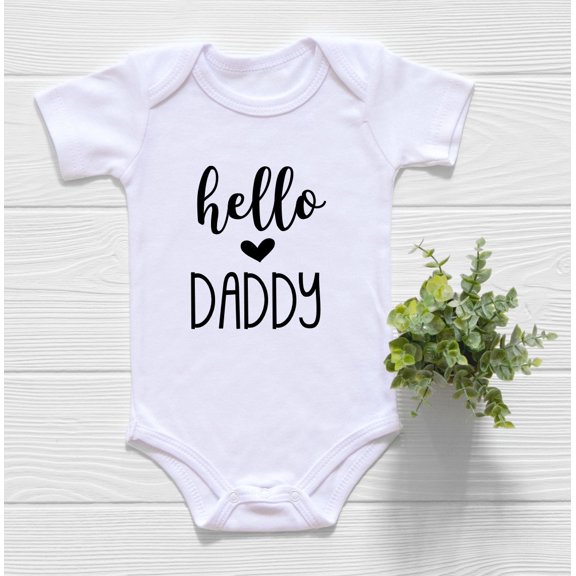 Bella Canvas with Pregnancy Reveal To Husband, Hello Daddy, Hipster Baby Clothes, Dad, Unisex Baby Clothes, Gifts For Dads, Father'S Day Gift Cool Baby Clothing Baby Boy or Girl Bodysuit Gift