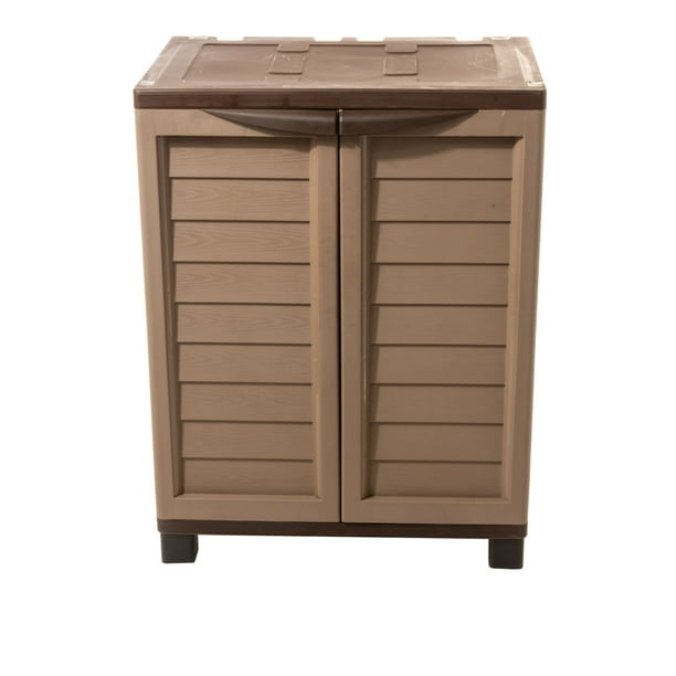Starplast Heavy Duty Storage Cabinet 38 X 29 5 X 20 7 With 2 Shelves Mocha Brown Walmart Com Walmart Com