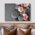 thumbnail image 3 of wall26 Canvas Print Wall Art Gray Stones with Pink Daisy Flowers Floral Nature Photography Realism Bohemian Scenic Relax/Calm Cool for Living Room, Bedroom, Office - 24"x36", 3 of 5