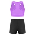 thumbnail image 4 of iiniim Kids Girls Sleeveless Round Neck Printed Racerback Crop Top with Elastic Waistband Swimming Shorts 6-14 Purple 8, 4 of 7