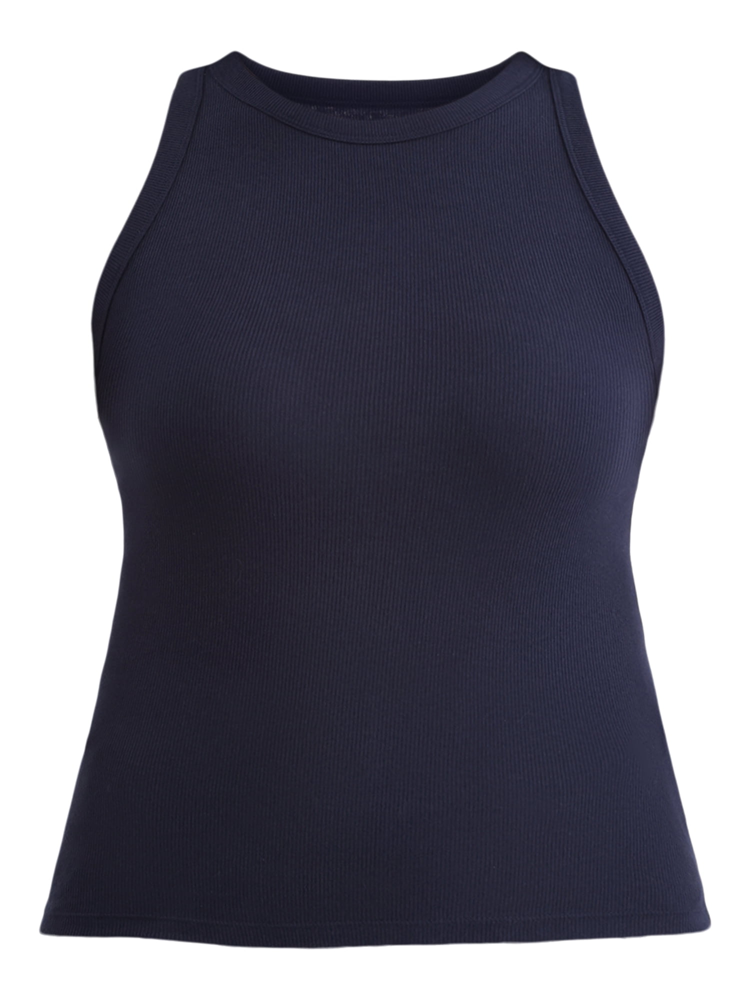 Time and Tru Women's High Neck Ribbed Tank Top, Sizes XS-XXXL
