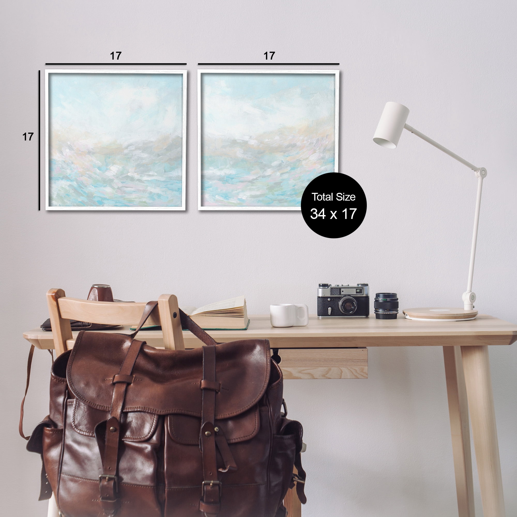 Stupell Industries Abstract Fog Landscape Landscape Painting White Framed Art Print Wall Art, 17 x 17, Set of 2