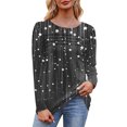 thumbnail image 4 of Viikei Womens Light Knit Crew Neck Long Sleeve,Women's Spring/Summer Floral Printed Round Neck Long Sleeve T-shirt Black XXXL, 4 of 7