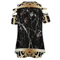 thumbnail image 5 of Black Gold Marble Pattern Womens Summer V Neck Zipper Top Short Sleeve T Shirt Off Shoulder Top Casual Classy Loose Shirts, 5 of 7