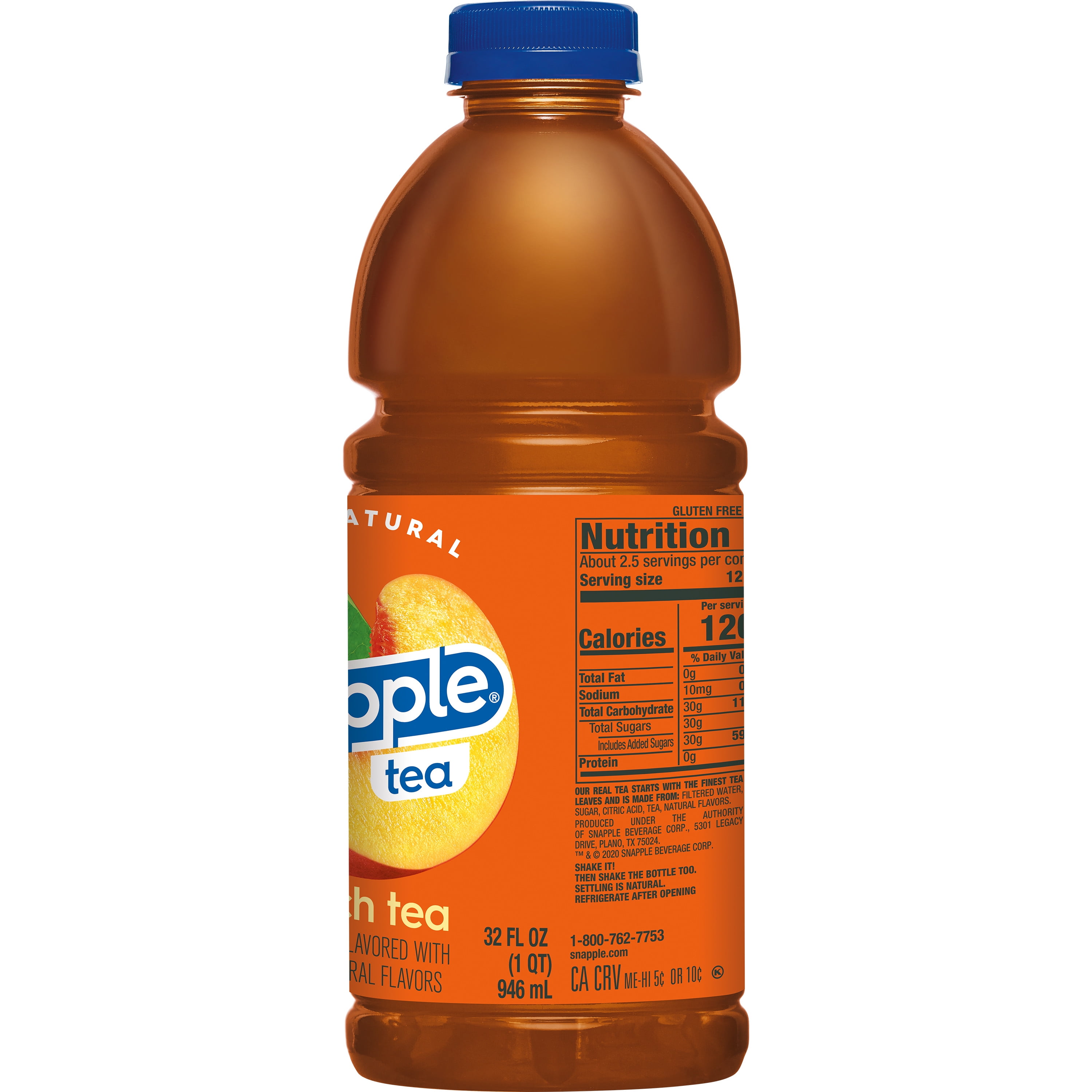 Snapple Natural Peach, Bottled Tea Drink, 32 fl oz 