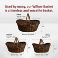 thumbnail image 4 of Small Wicker Basket with Handle - Dark Brown Hand Woven Harvest Basket - Wicker Flower Basket for Storage, Picnics, Easter, Organizing, and More (14 x 5.5 inches), 4 of 13
