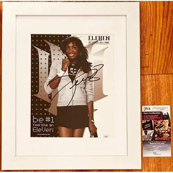 Venus Williams signed Eleven promo photo matted framed JSA