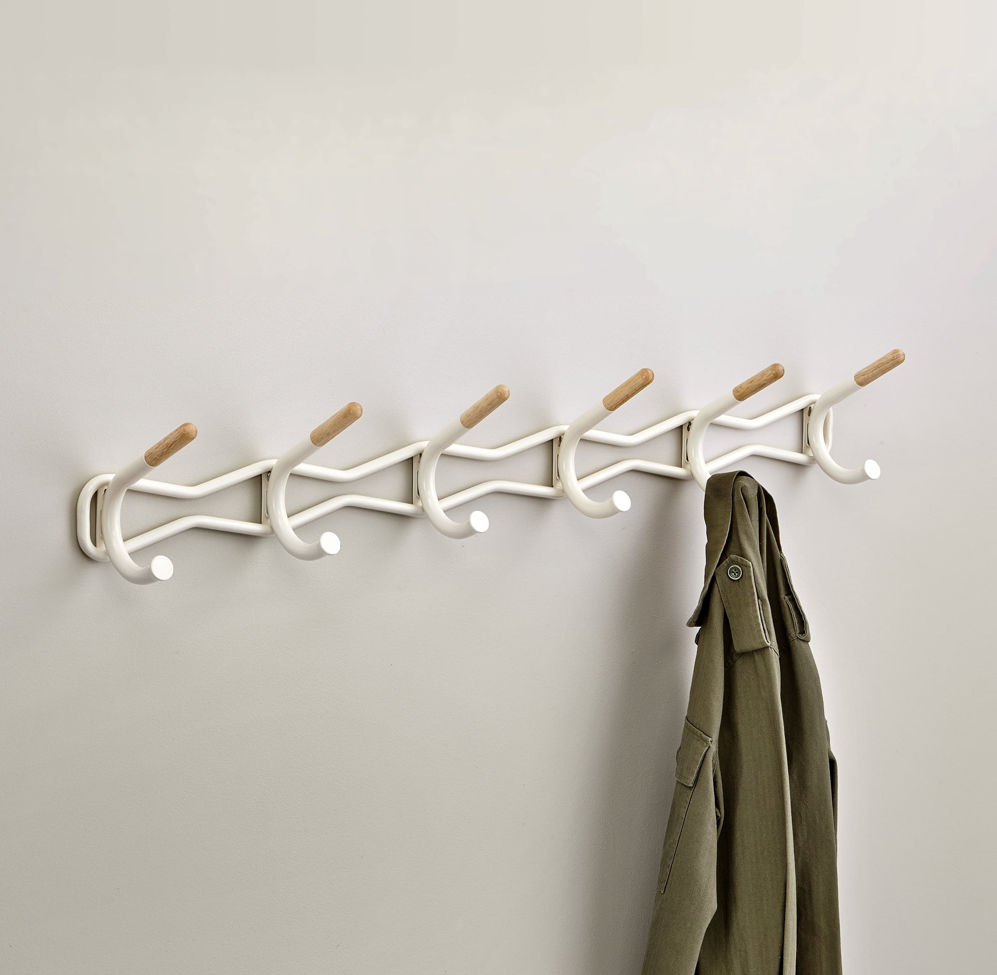 Family Coat Wall Rack, 6Hook, Cream