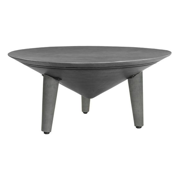 Venus 28 Inch Coffee Table with 3 Tapered Splayed Legs, Gray Mango Wood