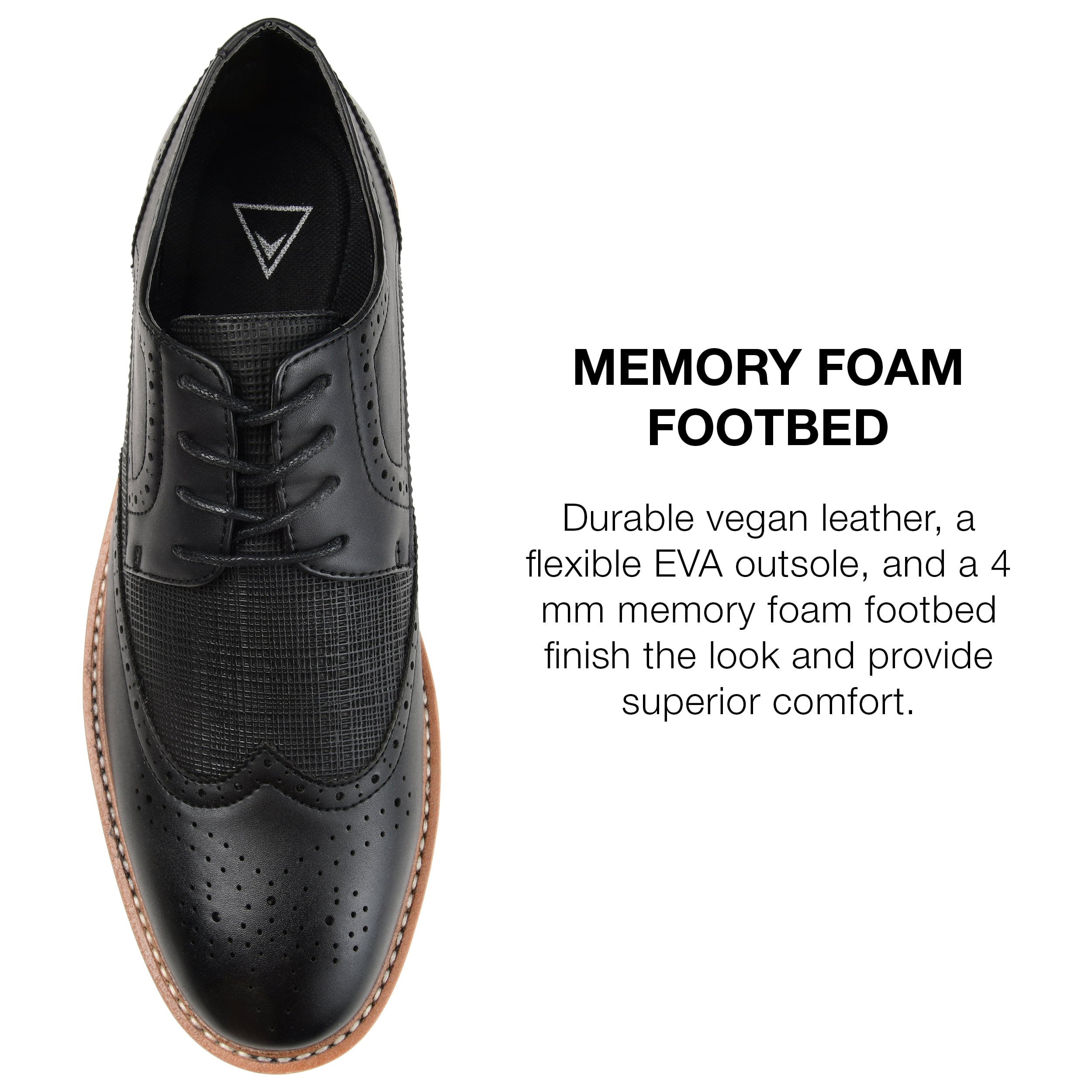 Vance Co. Mens Warrick Tru Comfort Foam Wingtip Lace-up Derby Dress Shoe