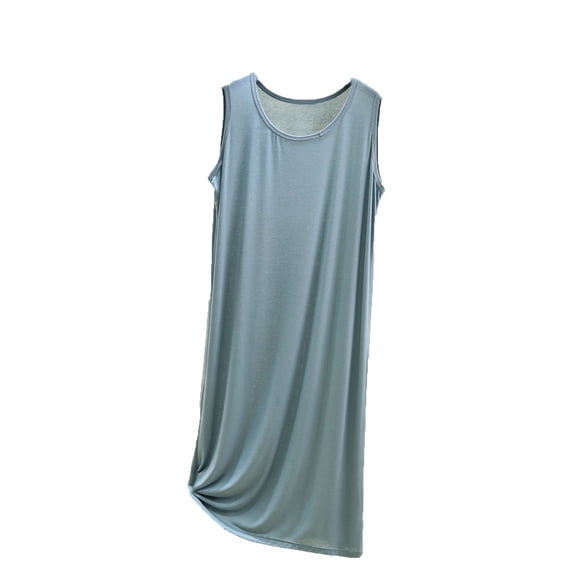 Fewfanhot Women's Loose Fit Sleeveless Modal Nightgown Soft Solid Color Long Sleep Dress Breathable Lounge Wear