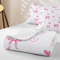 thumbnail image 4 of Homewish Girls Bow-Tie Twin Quilt Set,Kawaii Love Hearts Twin Coverlet Set,White Pink,2 Pieces, 4 of 7