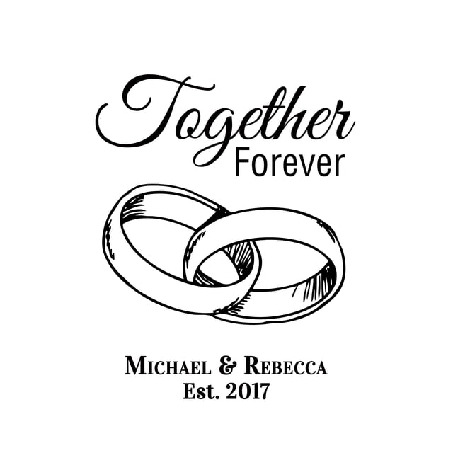 Darling Souvenir Together Forever Burlap Print Wall Decor Rings Personalized Wedding Gift-Burlap Print Only(8 x 10 Inches)