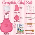 thumbnail image 2 of JaxoJoy Complete Kids Cooking and Baking Set - 11 Pcs: Apron for Little Girls, Chef Hat, Mitt & Utensil for Toddler Dress Up Chef Costume Career Role Play for 3-Year-Old Girls and Up, 2 of 4