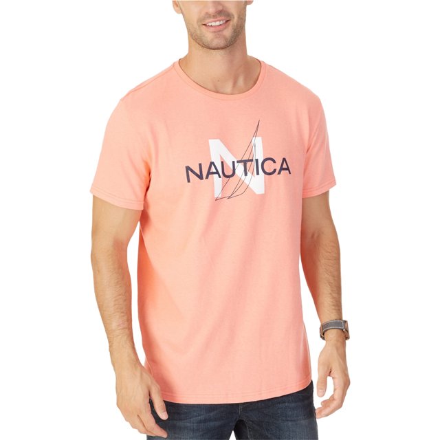 Nautica Heritage Logo Camiseta gráfica para hombre, naranja, mediana