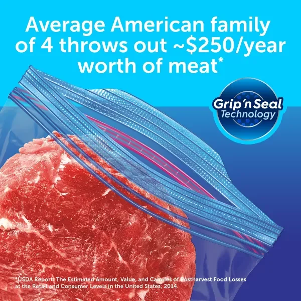 Ziploc Freezer Bags, 2 Gallon, 10 Ct Pack with Grip 'n Seal