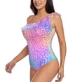 thumbnail image 2 of Haiem Colorful Glitters Women's One Piece Swimsuits Tummy Control One Shoulder Bathing Suits Ruffle Swimwear-X-Large, 2 of 8