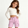 thumbnail image 2 of Nestiefly Girls Cargo Shorts Wide Leg Beach Bermuda Short Pants for Kids Baggy Elastic Waist Pants with Pockets 2026 Pink 130, 2 of 7