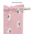thumbnail image 5 of Pink Halloween Ghost Linen Curtain Valance for Bedroom/Bathroom/Kitchen/Office/Living/Dining Room Window,White Ghost Pink Rod Pocket Topper Decorative Cafe Drapes Panel 54"x18", 5 of 6