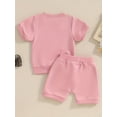 thumbnail image 2 of Zehjuhan Infant Baby Girl Short Sleeve Round Neck "DADDY'S GIRL"Letter Pattern Top + Shorts 2PCS Summertime Fashion Clothing Set, 2 of 5