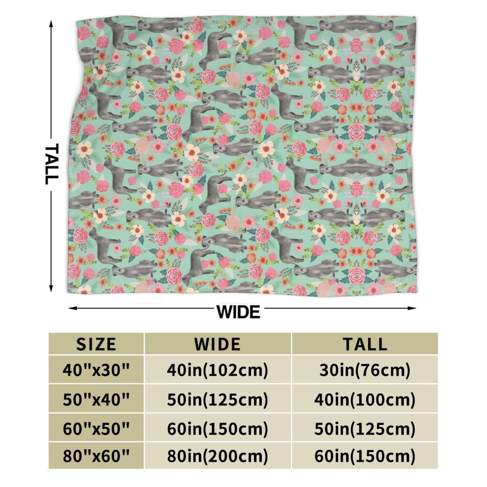 Wijzvio Irish Wolfhound Floral Dog Throw Blanket Soft Fuzzy Fleece Blanket For Couch Bed Living Room Decoration 60"X50"