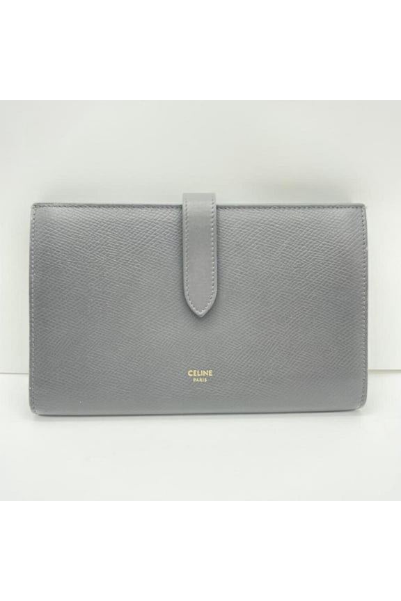 Pre-Owned CELINE Large Strap Wallet, Bi-fold Gray