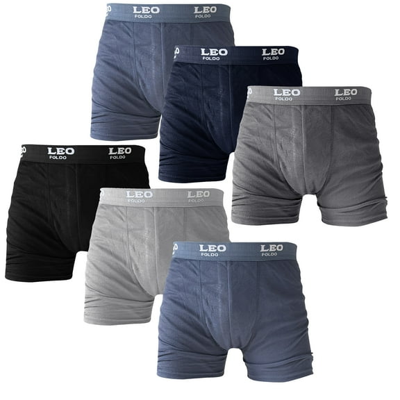 Men's 6 Pack Boxer Briefs 100% Cotton Comfort Stretch Waistband Underwear S-XL