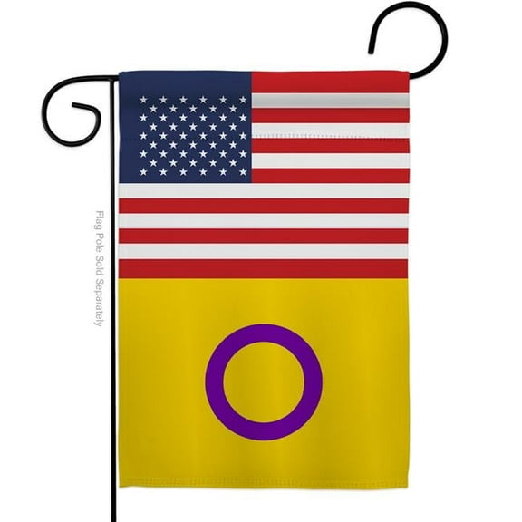 Americana Home & Garden G149035-BO US Intersex Support Pride 13 x 18.5 in. Double-Sided Decorative Vertical Garden Flags for House Decoration Banner Yard Gift