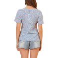 thumbnail image 4 of INSPIRE CHIC Women's Floral Butterfly Short Sleeve Round Neck Casual Blouse Tops, 4 of 7