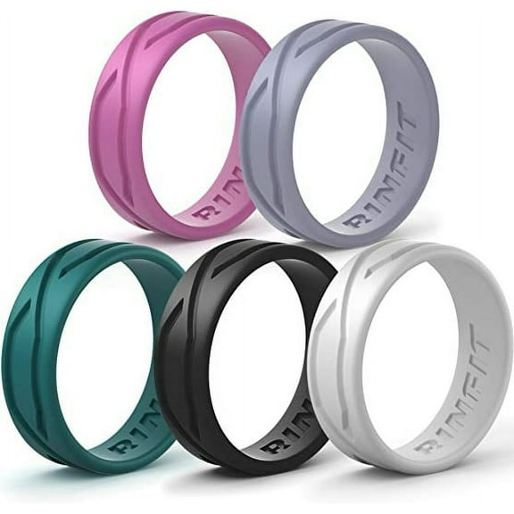 Rinfit Silicone Wedding Rings for Women - 4Love Collection - 5 Rings Pack