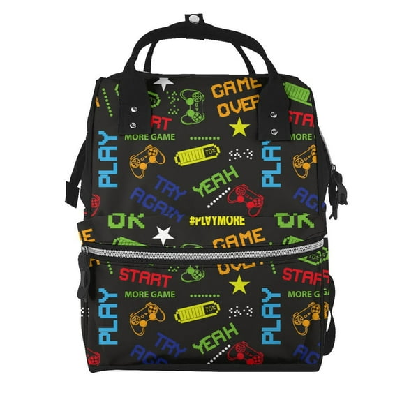 Defioc Pixel Game for Baby Diaper Bag Backpack - Baby Bag for Boys & Girls - Diaper Backpack - Large Travel Diaper Bags- Baby Registry Search & Shower Gifts